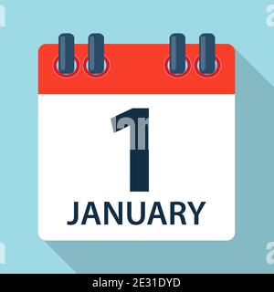Icona Calendario 1 gennaio. Illustrazione Foto Stock