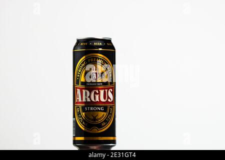 Birra Argus Premium Lager. Il supermercato Lild è una birra di marca. Foto in studio a Bucarest, Romania, 2020 Foto Stock