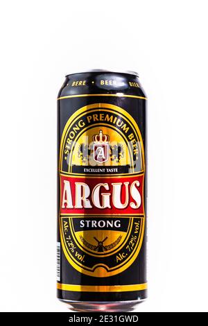 Birra Argus Premium Lager. Il supermercato Lild è una birra di marca. Foto in studio a Bucarest, Romania, 2020 Foto Stock