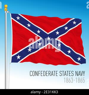 Bandiera navale storica degli stati confederati, 1863 - 1865, Stati Uniti, illustrazione vettoriale Illustrazione Vettoriale