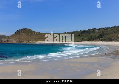 Spiaggia di Soesto (Praia de Soesto), la via faro da Laxe ad Alou, Galizia, la Coruña, Spagna Foto Stock