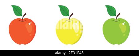 le icone di apple sono isolate su sfondo bianco. Illustrazione Vettoriale