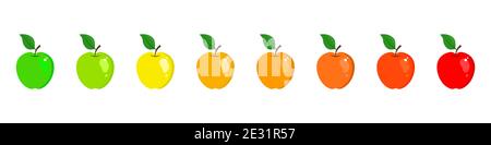 le icone di apple sono isolate su sfondo bianco. Illustrazione Vettoriale