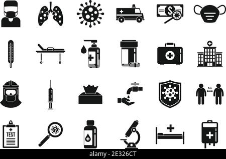 Set di icone coronavirus, stile semplice Illustrazione Vettoriale
