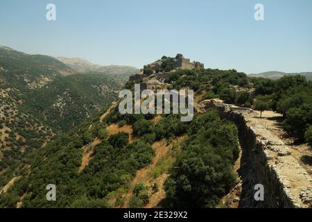 Bellissimo scatto della fortezza di Nimrod alta nel Golan Montagne del Nord Israele Foto Stock