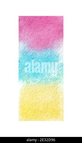 Blocco astratto di acquerello disegnato a mano isolato su sfondo bianco. Banner acquerello singolo. Banner sfumatura ad acquerello. Foto Stock
