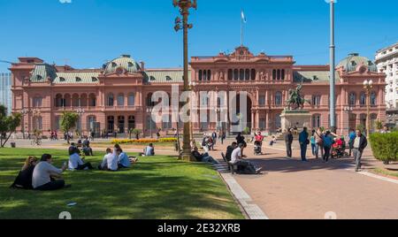 Casa Rosada o Palazzo Presidenziale Pink House, Plaza de Mayo, Buenos Aires, Argentina Foto Stock