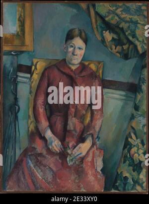 Madame Cézanne (Hortense Fiquet, 1850–1922) in un vestito rosso MET DP320128. Foto Stock