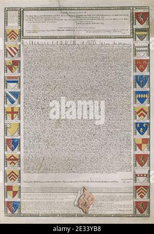 Magna carta - incisione John Pine 1733. Foto Stock