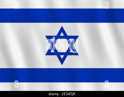 Bandiera di Israele con effetto ondulato, proporzione ufficiale. Illustrazione Vettoriale