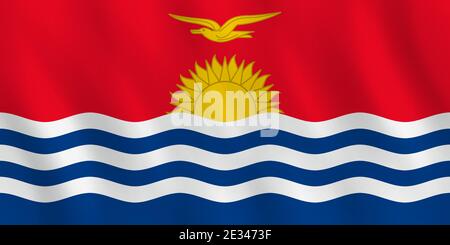 Bandiera di Kiribati con effetto ondulato, proporzione ufficiale. Illustrazione Vettoriale