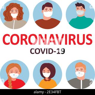 Immagine grafica vettoriale di persone che indossano maschera chirurgica e occhiali di protezione per prevenire Coronavirus e malattie. Incoronavirus illustrazione vettoriale. Illustrazione Vettoriale