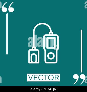 Icona vettore pulsossimetro icona lineare. Linea tratto modificabile Illustrazione Vettoriale