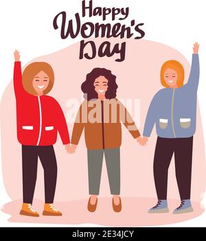 Illustrazione vettoriale del background dei saluti della Giornata della Donna felice Illustrazione Vettoriale