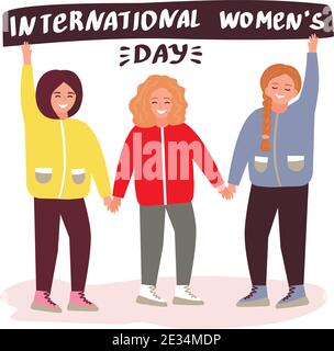 Illustrazione vettoriale del background dei saluti della Giornata della Donna felice Illustrazione Vettoriale