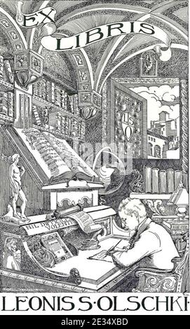 Leo Olschki editore ex libris. Foto Stock