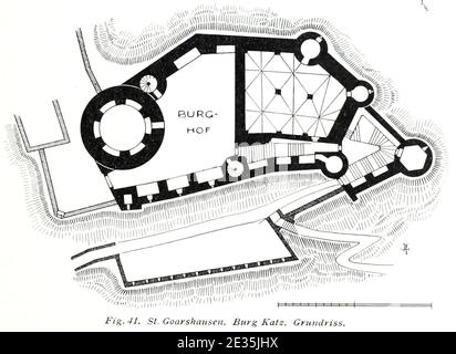 Luthmer V - 41 - St Goarshausen Burg Katz Grundriss. Foto Stock