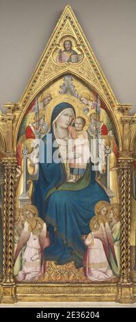 Madonna col Bambino in trono con dodici Angeli, e con la Benedizione Cristo (pannello centrale) B35302. Foto Stock