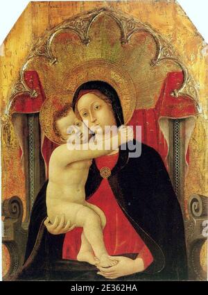 Madonna-e-bambino-in-trono- 1432-1444 Domenico di bartolo. Foto Stock