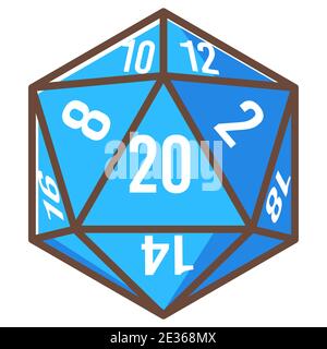 Cubo di gioco con lati e numeri, dadi per rpg Illustrazione Vettoriale