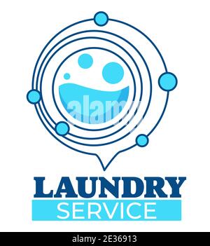 Servizio lavanderia, biancheria in macchina vettoriale Illustrazione Vettoriale