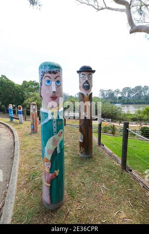 Le navi Bollards sono un'attrazione turistica a Maryborough, Queensland, QLD, Australia Foto Stock