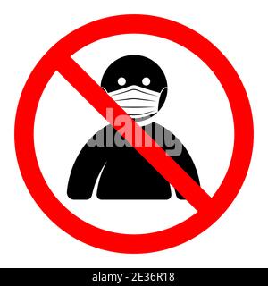 L'uomo in maschera è vietato. È vietato indossare una maschera. Illustrazione vettoriale Illustrazione Vettoriale