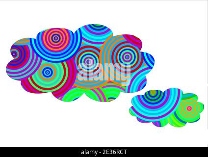 Bellissima forma nuvolosa fatta di divertente motivo a cerchio colorato per decorazione Foto Stock