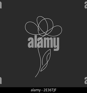 Fiore disegnato in linea continua. Poster con fiore lineare astratto. Illustrazione vettoriale Illustrazione Vettoriale