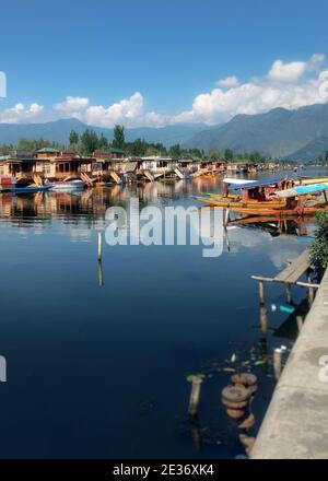 Bella vista del lago di dal a Srinagar, India Foto Stock