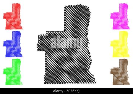 Petroleum County, Montana (Stati Uniti, Stati Uniti d'America, Stati Uniti, Stati Uniti, Stati Uniti) mappa vettoriale, schizzo scrimolo Mappa del petrolio Illustrazione Vettoriale