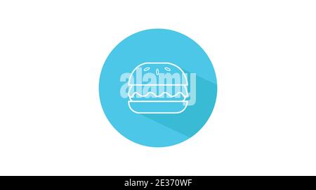 Vettore isolato arrotondato blu take away icona con un hamburger Illustrazione Vettoriale