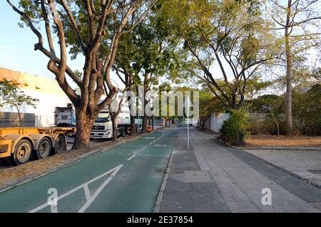 Pista ciclabile a Yuen Long Industrial Estate, Hong Kong Foto Stock