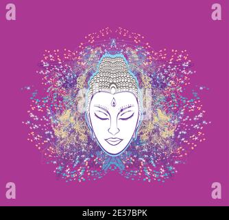 ritratto di buddha decorativo - illustrazione astratta Illustrazione Vettoriale