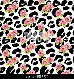 carino rosa senza giunture mix leopardo vettore pattern sfondo Illustrazione Vettoriale