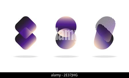 Insieme di cerchi viola geometrici astratti Illustrazione Vettoriale