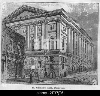 St George's Hall, Bradford, Yorkshire, Regno Unito. Incisione, incisione o litografia dell'epoca vittoriana. Foto Stock