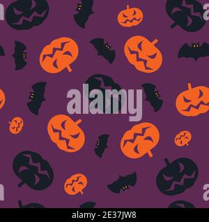 Un sacco di zucche e pipistrelli Illustrazione Vettoriale