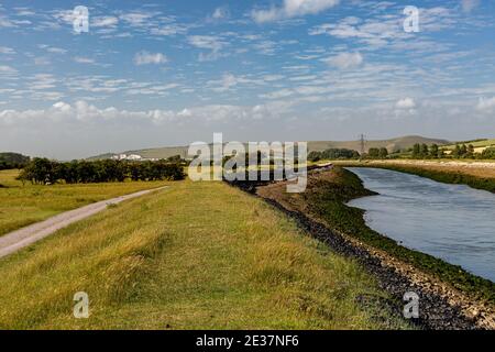 Guardando lungo il fiume Ouse in Sussex verso Southease Foto Stock