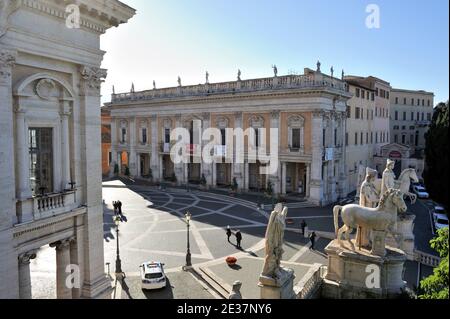 Italia, Roma, Piazza del Campidoglio, Musei Capitolini, Musei Capitolini, Palazzo dei Conservatori Foto Stock