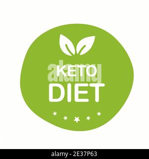 Logo del badge con l'icona del keto. Vettore chetogenico dieta timbro isolato salute simbolo sfondo. Illustrazione Vettoriale