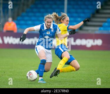 Solihull, West Midlands, Regno Unito. 17 gennaio 2021. WSL: BCFC contro Brighton e Hove Albion. Claudia Walker, attaccante blues in azione. Credit: Peter Lopeman/Alamy Live News Foto Stock