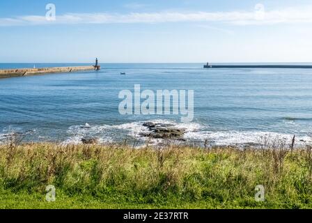 Tynemouth UK - 29 settembre 2020: Porto di Tynemouth e estuario del fiume Tyne Foto Stock