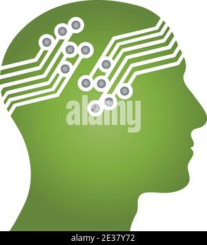 Testa, persona, robot, cervello, logo, icona Illustrazione Vettoriale