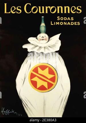 Poster d'epoca che promuove le limonate Les Couronnes sodas disegnate da Leonetto Cappiello 1924 Foto Stock