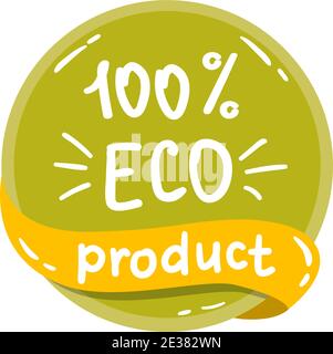 Etichetta eco colorata rotonda Vector con testo - prodotto ecologico. Illustrazione Vettoriale
