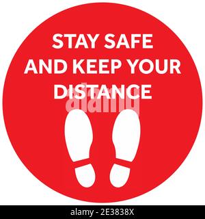 Social Distancing o Safe Distancing Floor Sticker per negozi e supermercati per contribuire a ridurre la diffusione del covid-19 coronavirus. Illustrazione Vettoriale