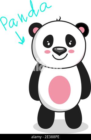Carino carattere vettoriale Panda, illustrazione colorata panda, illustrazione vettoriale con testo. Illustrazione Vettoriale