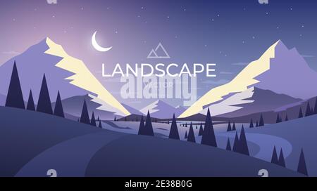Inverno montagna paesaggio. Natura ghiaccio sfondo. Illustrazione vettoriale Illustrazione Vettoriale