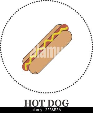 Hot dog realistico su sfondo bianco - illustrazione vettoriale Illustrazione Vettoriale